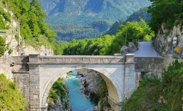 Napoleon bridge near Kobarid, Cycling cross the Alps to the Slovenian Coast